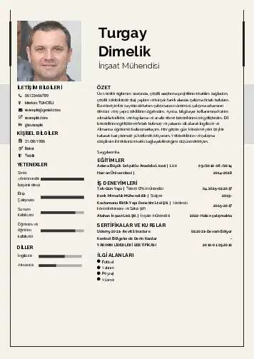 İnşaat Mühendisi Cv Örnekleri cv indir